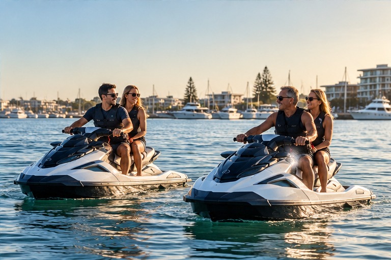 Jet ski riders cruising along the Sunshine Coast